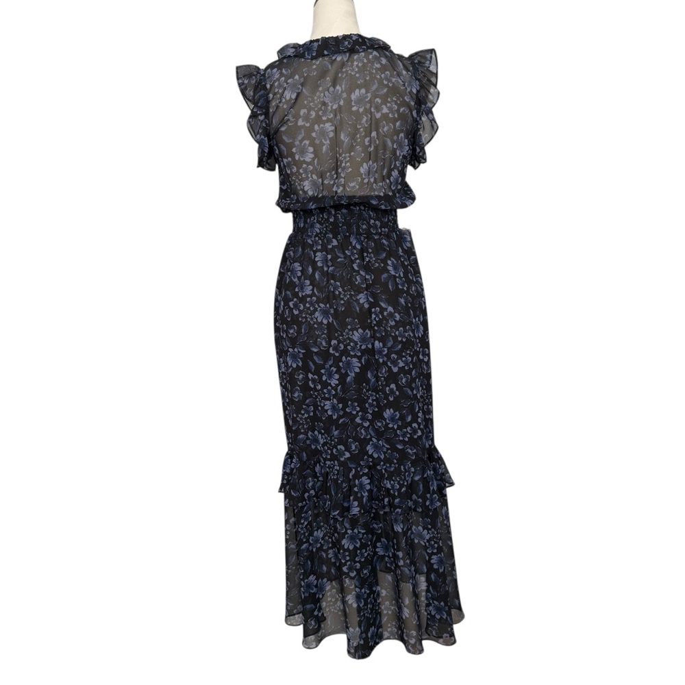 Misa Los Angeles Kidada Dress in Midnight Floral Maxi Chiffon - Picture 5 of 10